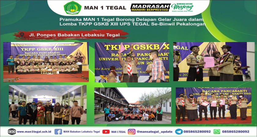 Pramuka MAN 1 Tegal Borong Delapan Gelar Juara dalam Lomba TKPP GSKB XIII Se-Binwil Pekalongan 2022