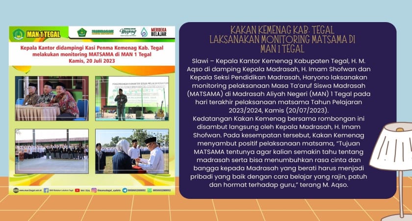 Kakan Kemenag Kab. Tegal Laksanakan Monitoring MATSAMA Di MAN 1 Tegal