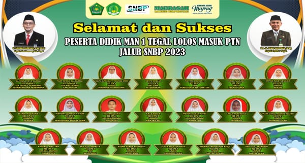 20 Peserta Didik MAN 1 Tegal lolos SNBP 2023