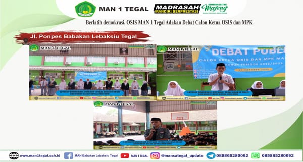 Berlatih demokrasi, OSIS MAN 1 Tegal Adakan Debat Calon Ketua OSIS dan MPK
