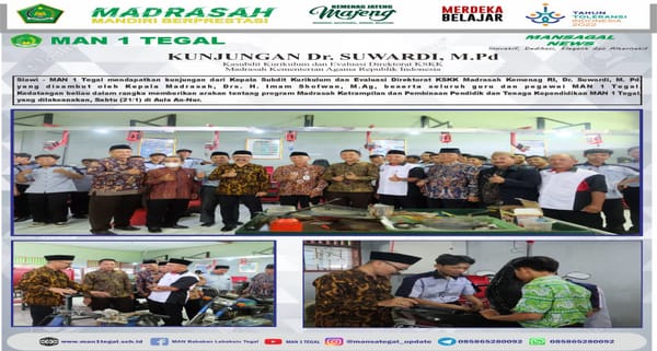 Kuatkan Madrasah Plus Keterampilan, Kasubdit Direktorat KSKK Kunjungi MAN 1 Tegal