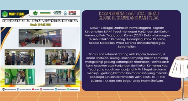 Kakan Kemenag Kab. Tegal Tinjau Gedung Ketrampilan Di MAN 1 Tegal