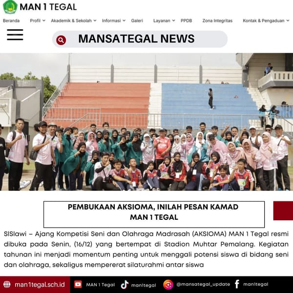 Pembukaan AKSIOMA, Inilah Pesan Kamad MAN 1 Tegal